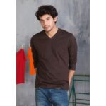 KARIBAN MENS LONG SLEEVE V-NECK T-SHIRT